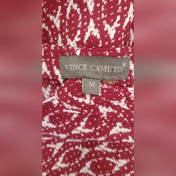 💚5/$25 Vince Camuto Red Oversized Draped Hi Lo Long Sleeve Blouse Size Medium - Picture 7 of 7